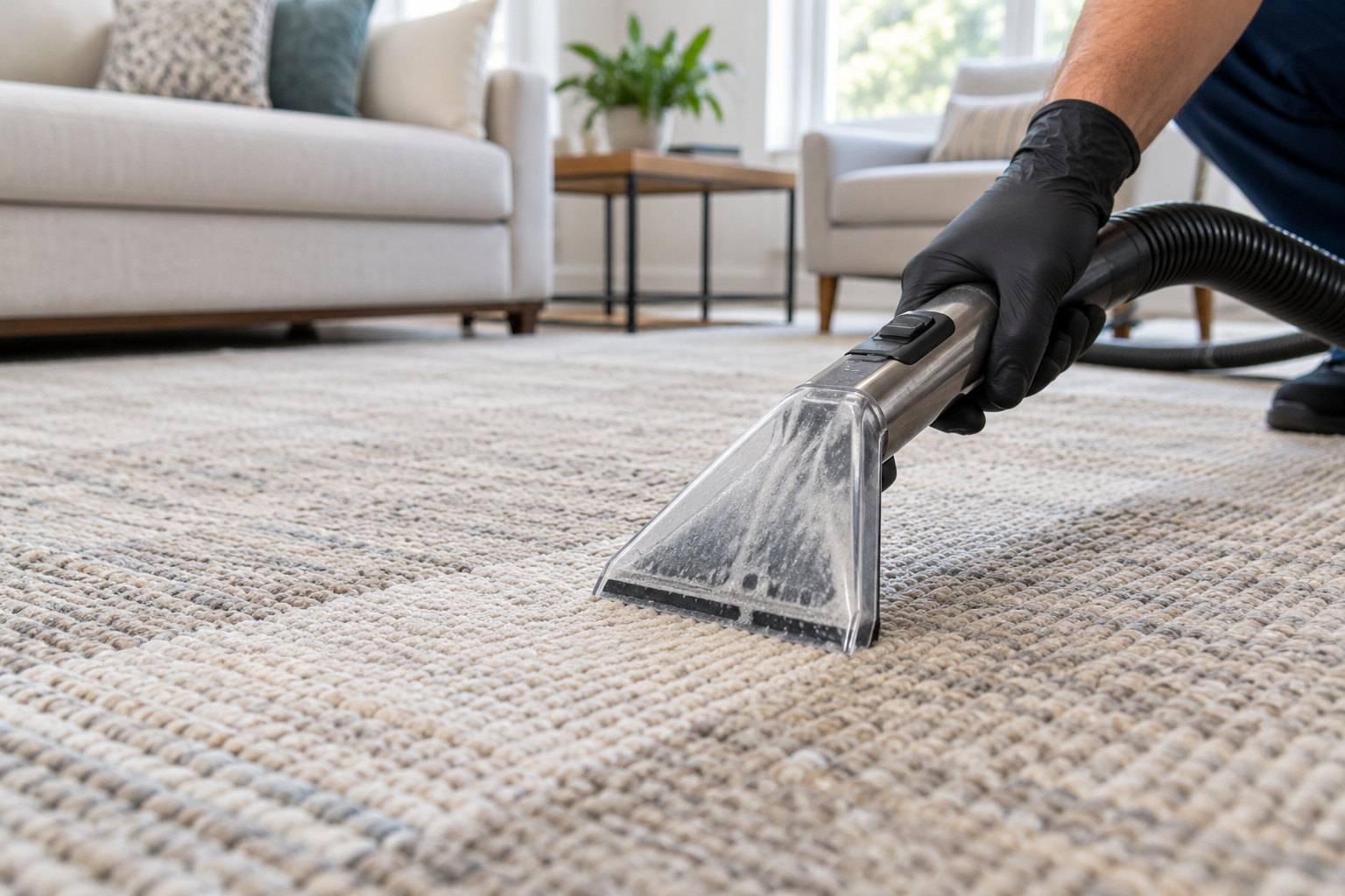 Illustrative area rug cleaning scene