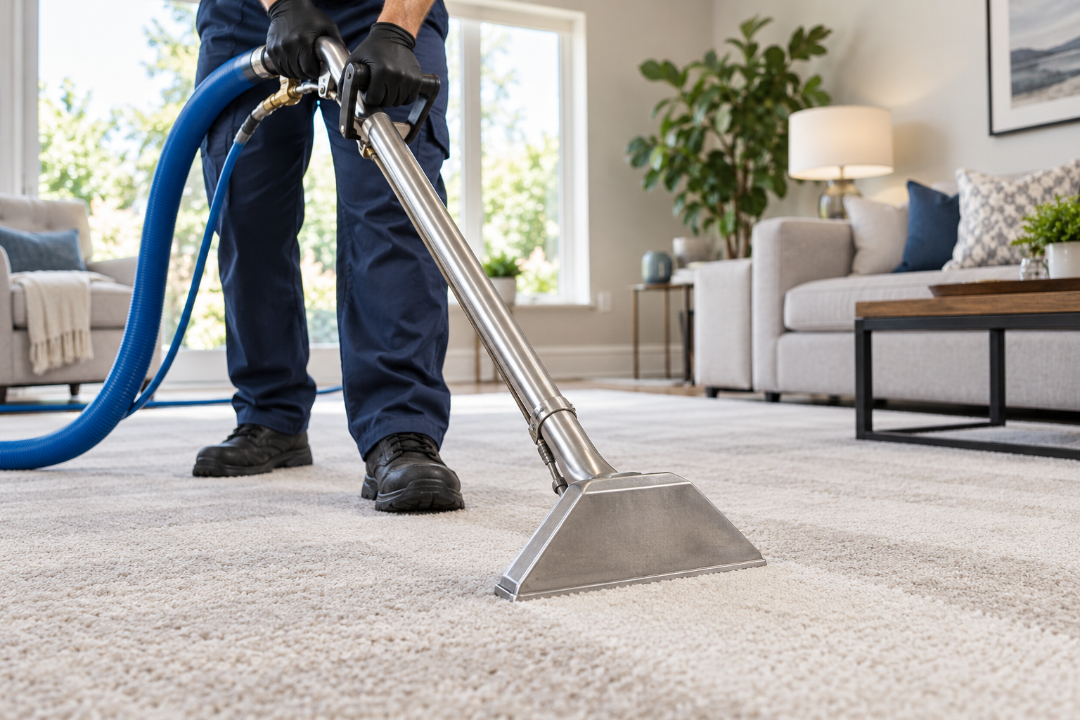 Illustrative carpet cleaning scene